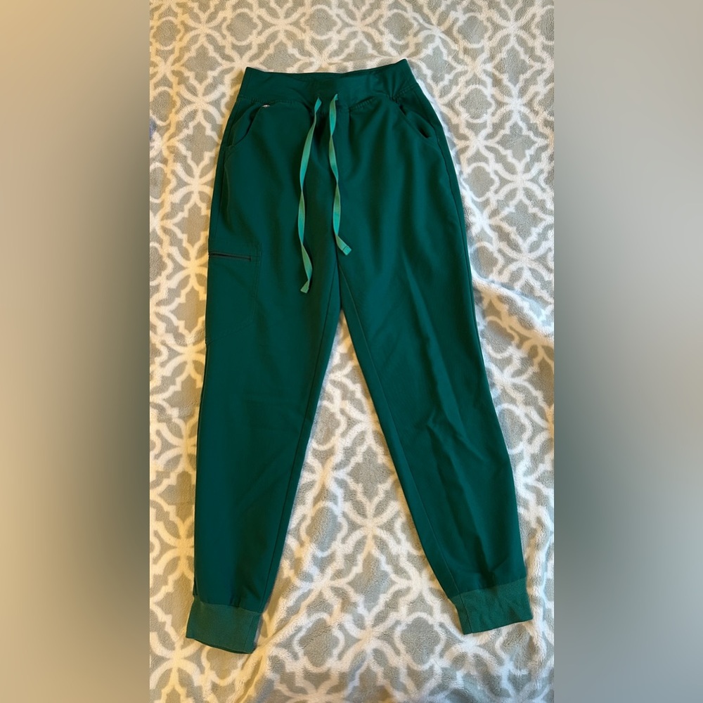 Figs Hunter Green High Waisted Zamora Joggers